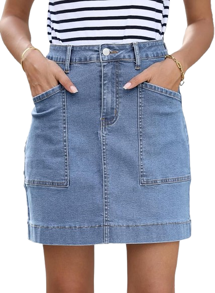 GRLFRND Women's Jean Skirt High Waisted Stretch Casual 