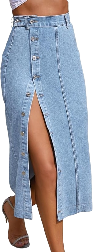 Trendy High Waisted Denim Skirt for Women by GRLFRND